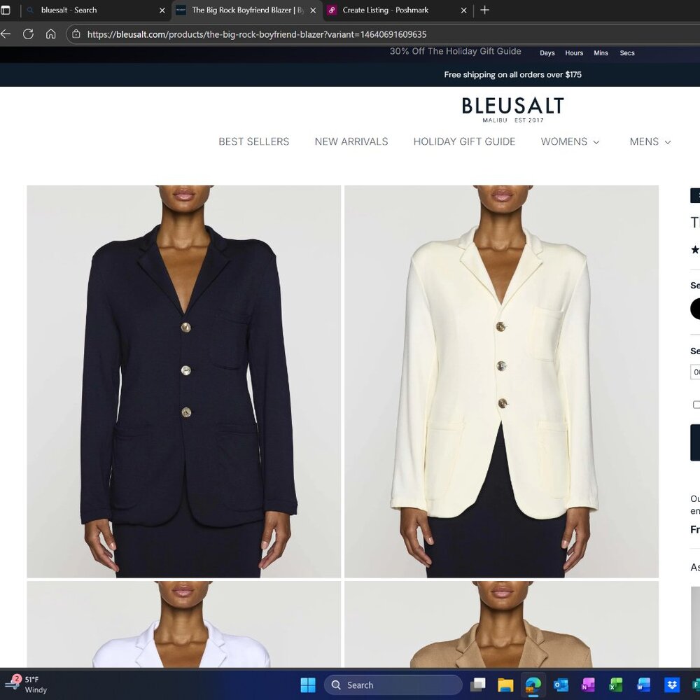 Bleusalt- Navy Big Rock Blazer Size 5